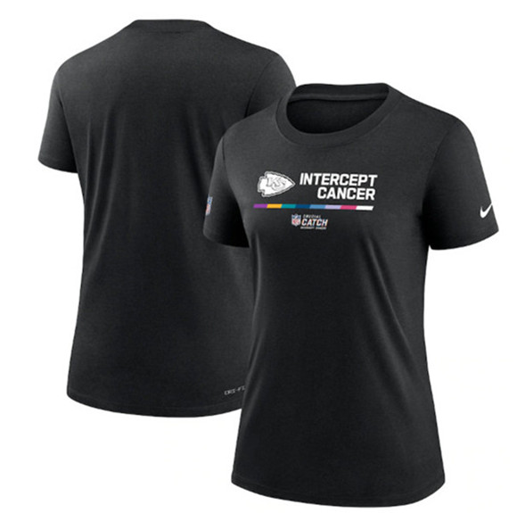 Women's Kansas City Chiefs Black 2022 Crucial Catch Performance T-Shirt(Run Small)